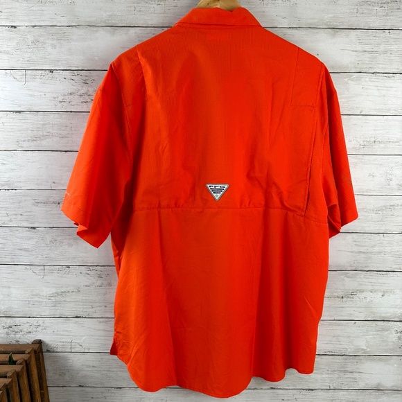Columbia PFG Shirt Mens Large Vented Fishing Orange Short Sleeve UofA Auburn - Picture 8 of 13